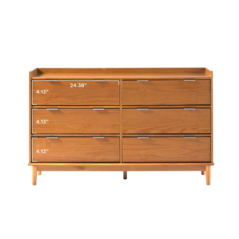Middlebrook Designs Modern Minimalist Solid Wood 6-Drawer Dresser - Caramel