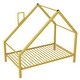 preview thumbnail 1 of 8, Twin Size Metal House Platform Bed Frame with Roof and Chimney for Boys Girls Kids Adults Toddler, No Box Spring Required Gold Gold - Twin