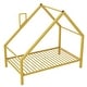preview thumbnail 9 of 18, Twin Size Metal House Platform Bed with Roof and Charming Chimney