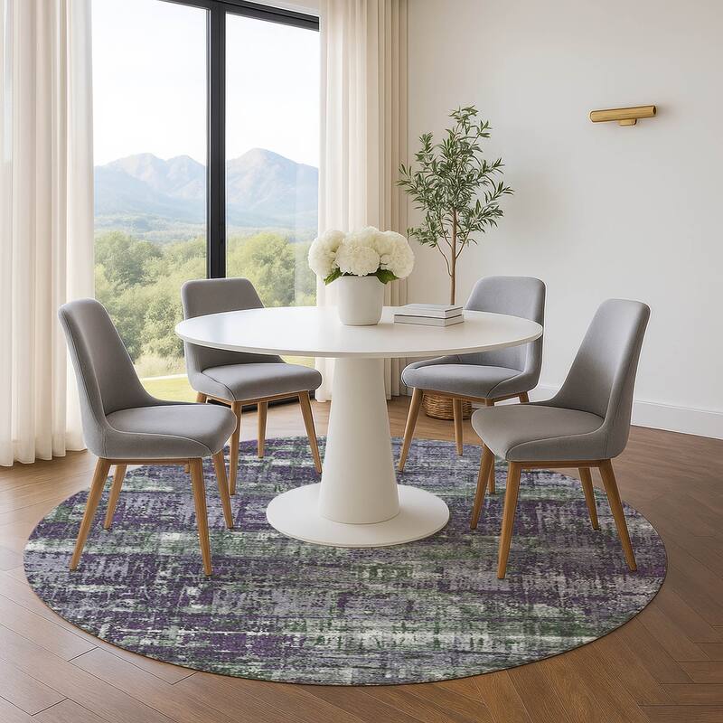 Premium Washable Super Soft Modern Hatch Mayfield Rug - Purple - 8' x 8'