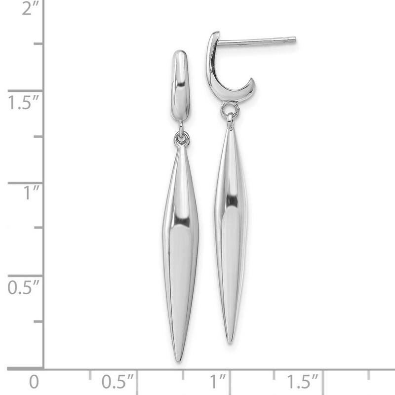 Curata 14k White Gold Polished Leverback Earrings - 41.6x4.8mm Wide Jewelry Gifts for Women