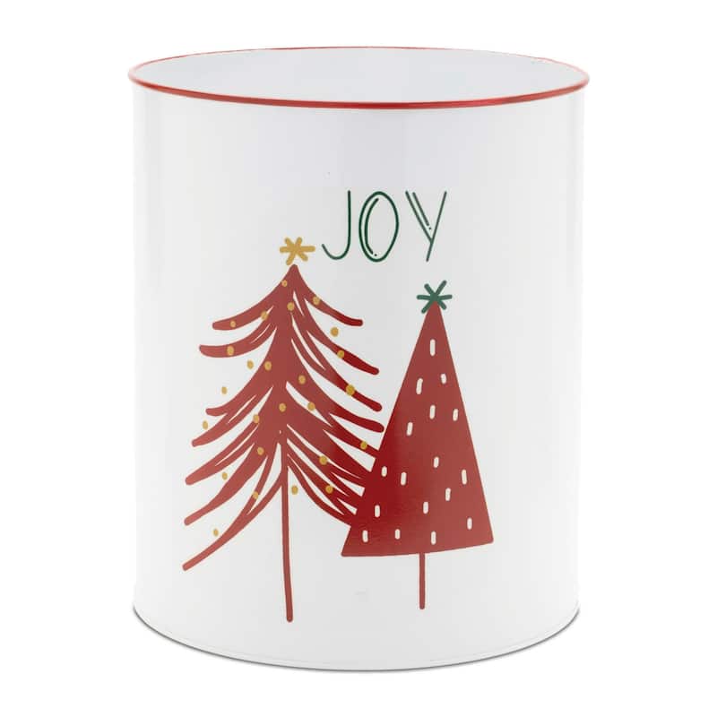 Tall Cylindrical Joy and Noel Christmas Planter - 9.5" - Set of 2