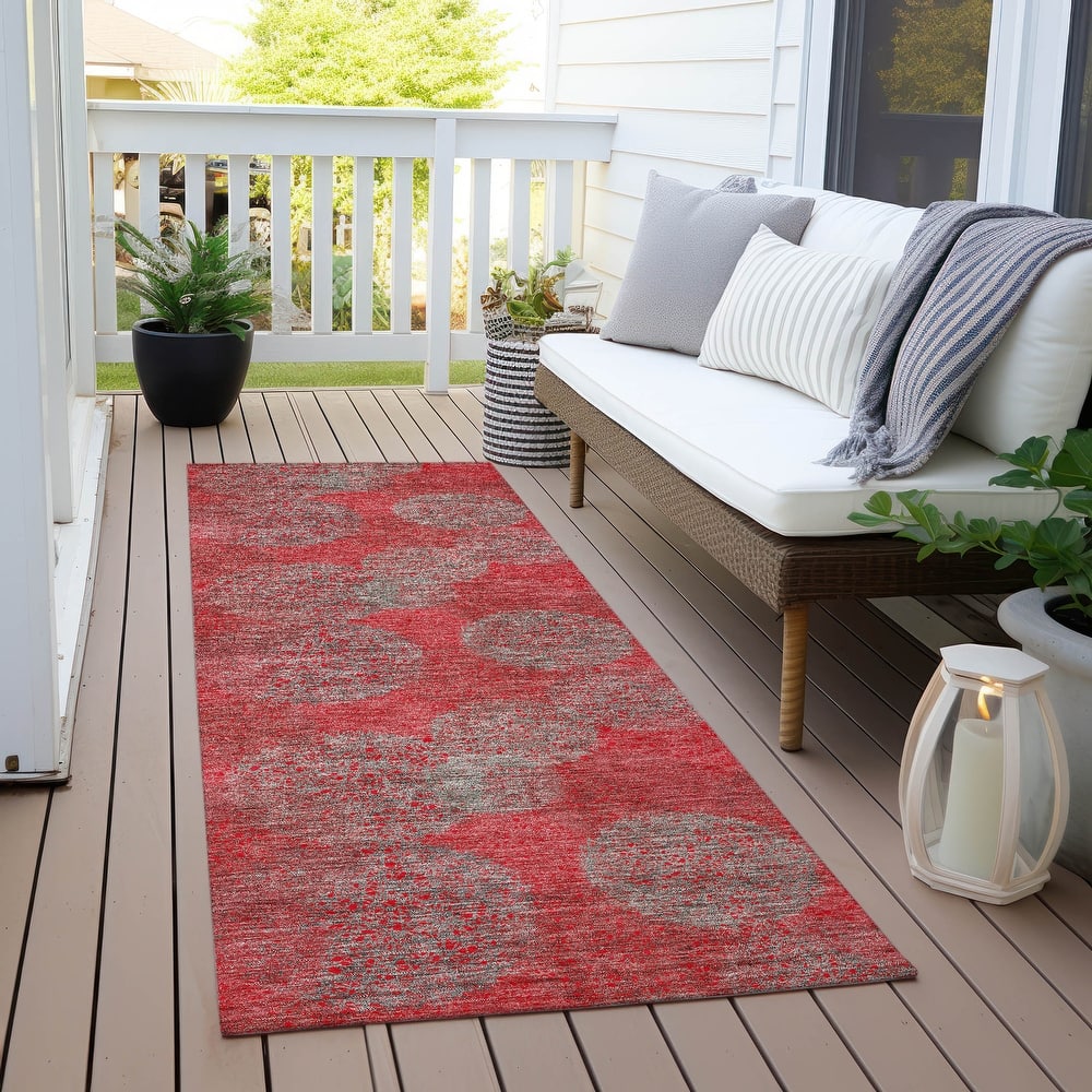 Machine Washable Indoor/ Outdoor Boho Sphere Chantille Rug