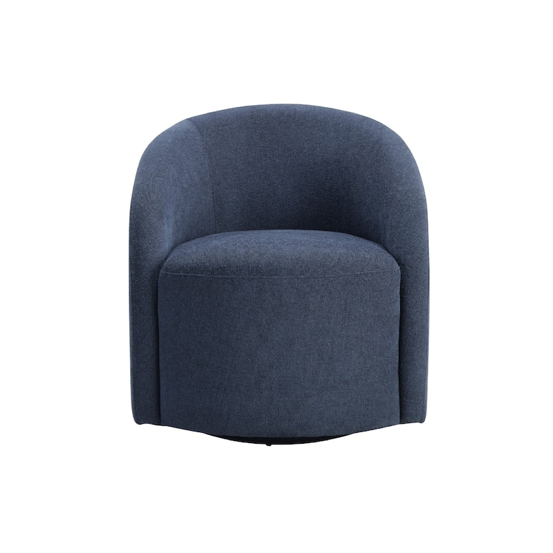 Saho Swivel Accent Chair, Barrel Style, Foam Padded, Modern Blue Boucle