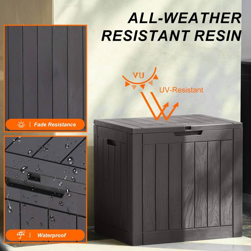 Deck Box with 31 Gallon Capacity, Weatherproof Resin Lockable Outdoor