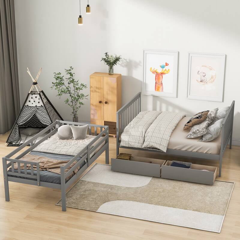 Bunk Bed with 2 Drawers and Staircases