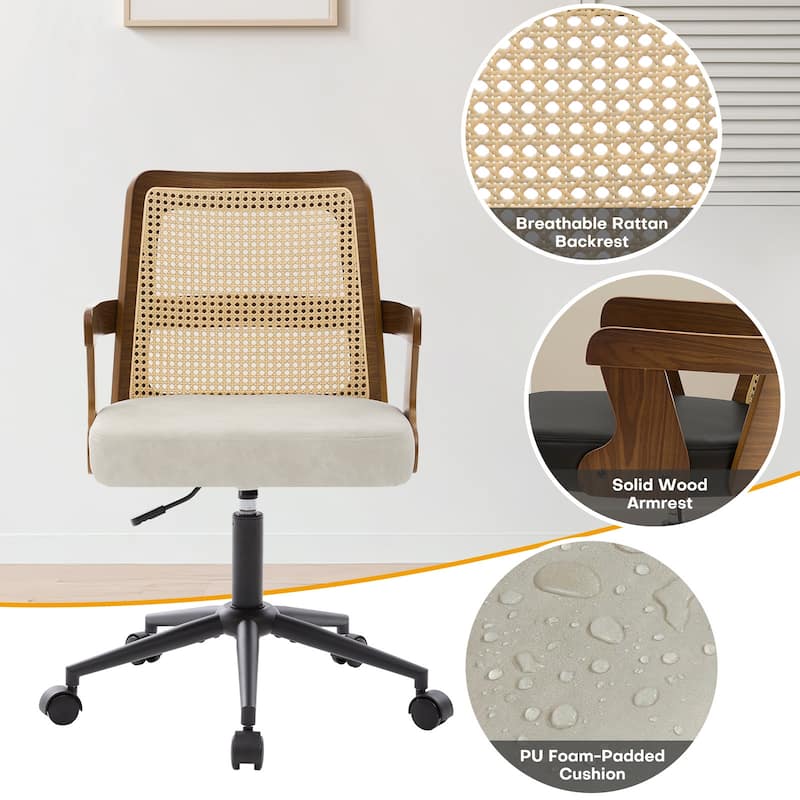 Swivel Home Office Chair Adjustable Height Desk Chair with Wheels and Armrests - 32.7"-36.6"H x 19.9"W x 22.8"D