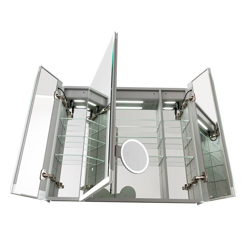 AQUADOM Edge Royale Bathroom Led Lighted Medicine Cabinet Defogger, 3X LED Adjustable Magnifying Mirror, Electrical Outlets.