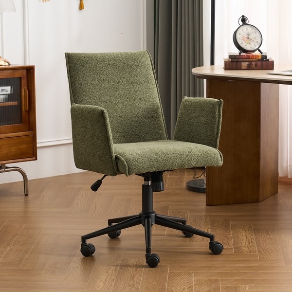 slide 2 of 31, Upholstered Fabric Swivel Task Chair, Office Chair with Wheels Green