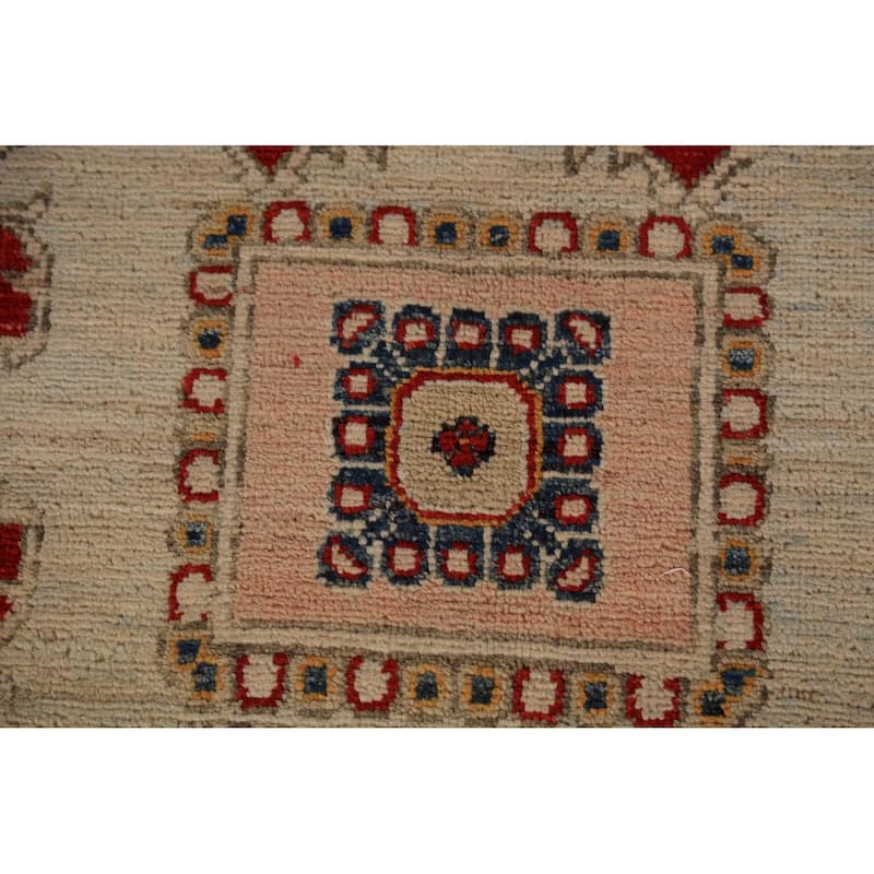 Geometric Heriz Serapi Vegetable Dye Area Rug Handmade Wool Carpet - 6'11"x 10'1"