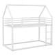preview thumbnail 7 of 11, Modern Twin Over Twin House Bunk Bed with Built-in Ladder, Space-Saving Metal Low Bunk Bed Frame for Kids Boys Girls, White