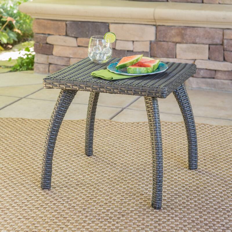 Honolulu Outdoor Wicker Side Table by Christopher Knight Home - Grey