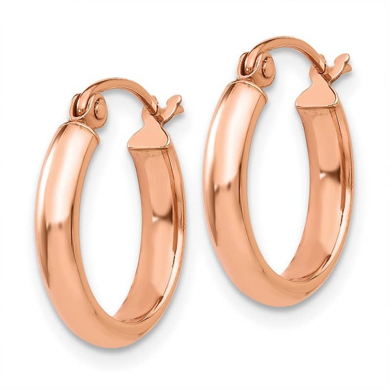Curata 14k Rose Gold 2.75x15mm Classic Hoop Earrings