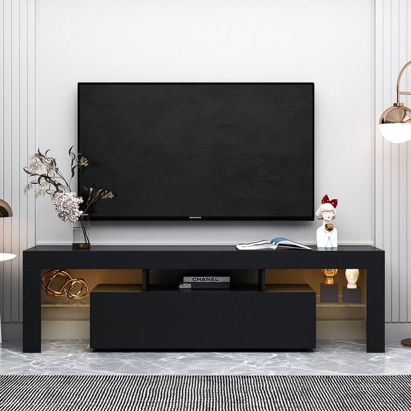 Modern 20 Colors LED TV Stand w/Remote Control Lights,for up to 70" TV
