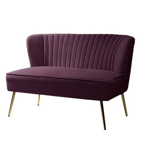 Monica Modern Velvet Tufted Loveseat with Metal Legs by HULALA HOME