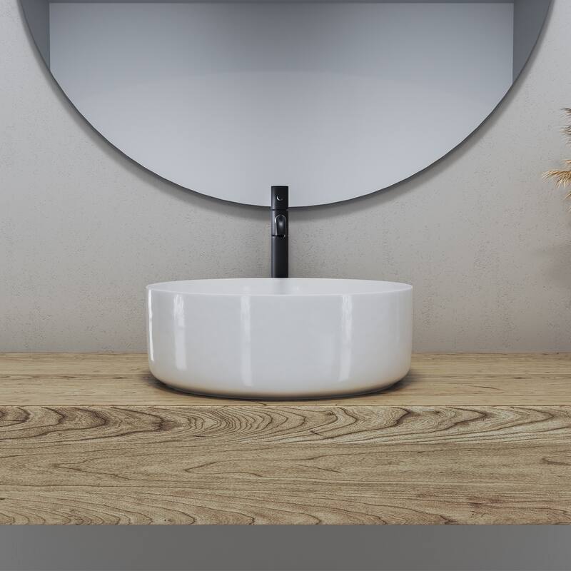 Altair 14 x 14 in. Round White Finish Ceramic Vessel Bathroom Vessel Sink