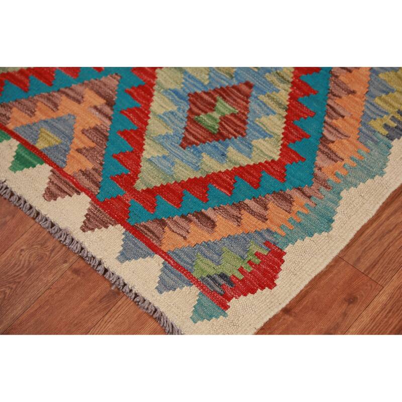 Kilim Runner Rug Flatweave Oriental Wool Carpet - 2'10" x 12'9"