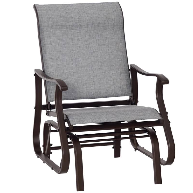 Outsunny Outdoor Swing Glider Chair, Patio Mesh Rocking Chair with Steel Frame for Backyard, Garden and Porch