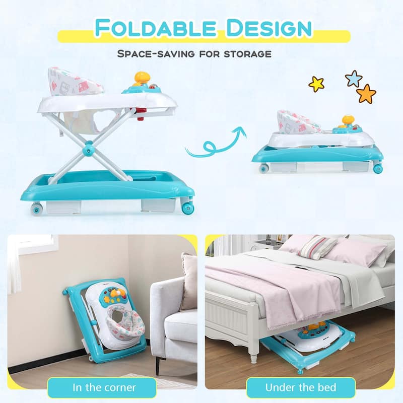 Honeyjoy Foldable Baby Walker with 3 Adjustable Heights Comfy Padded - See Details