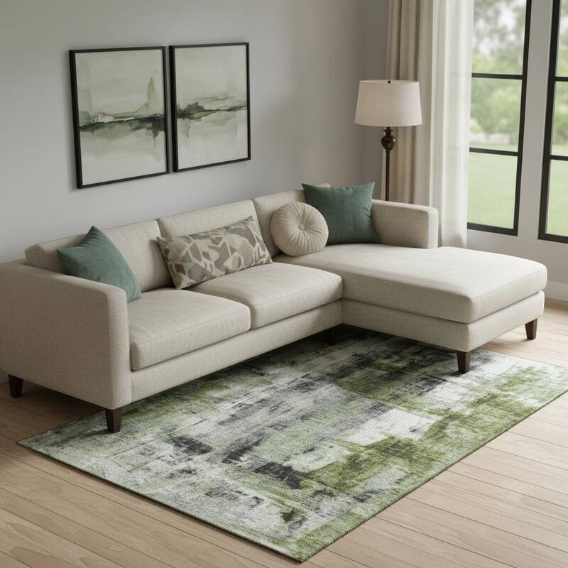 HomeRoots Abstract Transitional Rectangle Area Rug - 9' X 12' - 9' X 12'