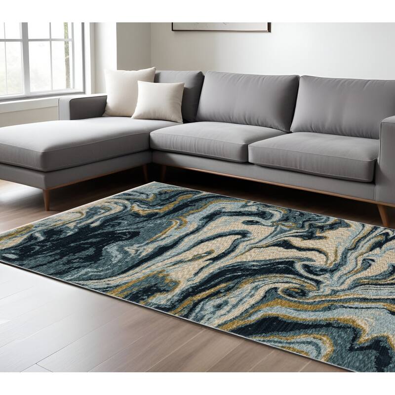 HomeRoots Abstract Modern Runner Area Rug - 116.54 in. x 78.74 in.  x 0.32 in.