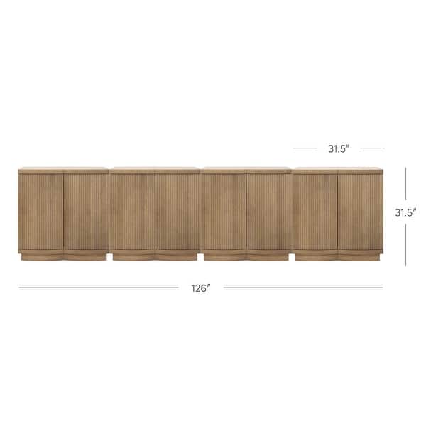 dimension image slide 3 of 4, Tambellini Mid Century Modern Accent Cabinet with Doors or Media Storage Cabinet for Living Room with Solid Wood Base