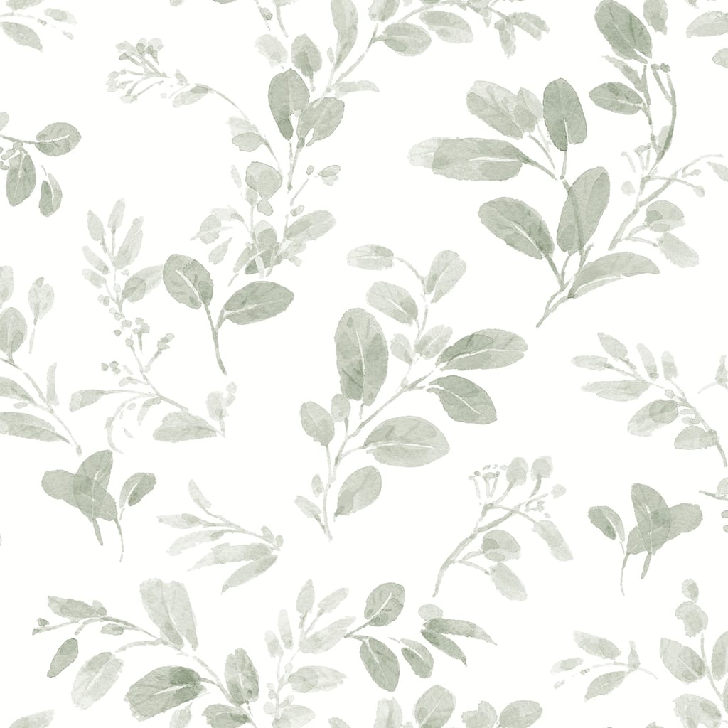 Lisa Audit Green Dancing Leaves Peel and Stick Wallpaper