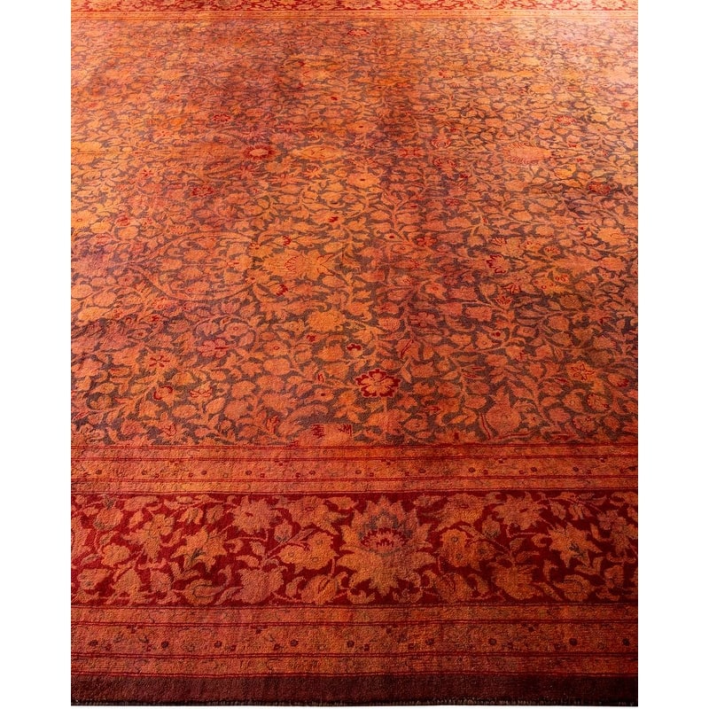 Overton Handknotted Wool Contemporary Overdyed Orange Area Rug - 9' x 12'