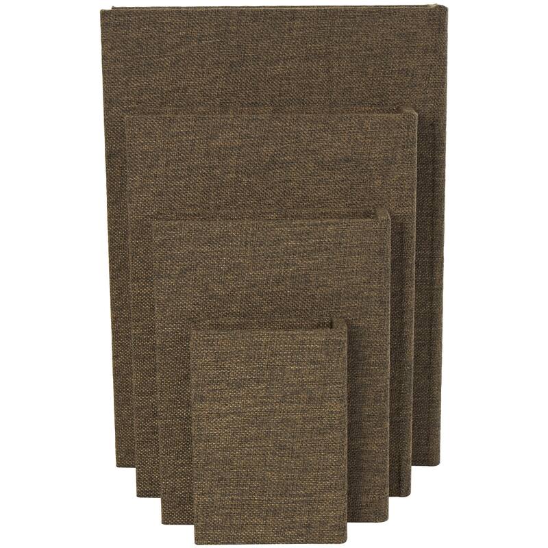 Roche River Decor - Linen Fabric Chevron Patterned or Texxtured Faux Book Storage Box - Set of 3 or 4 Multi-Colored