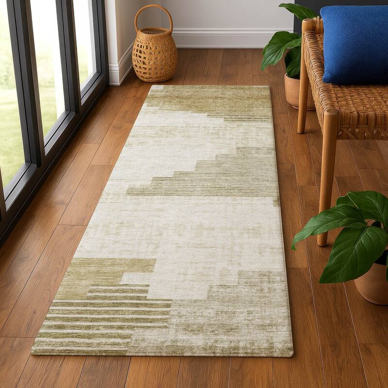 Premium Washable Super Soft Geo Global Mayfield Rug - 2'3" x 7'6" - Beige