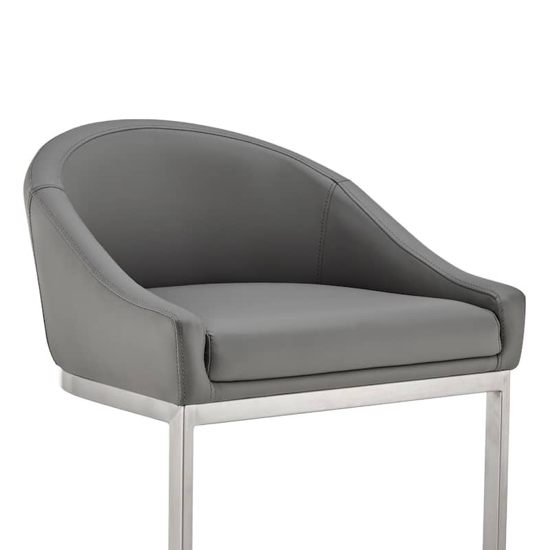 Katherine Upholstered Metal Bar or Counter Height Stool with Cantilever Base