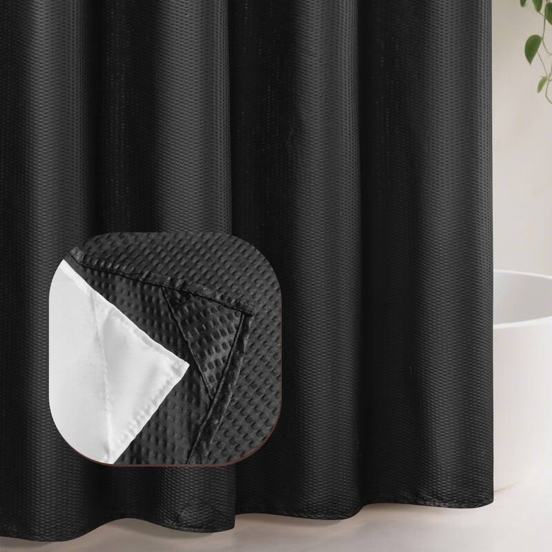 No Hook Embossed Shower Curtain with Snap-in Liner