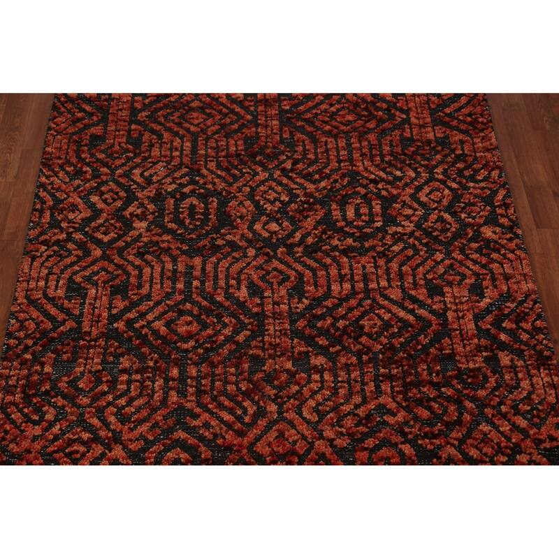 Modern Geometric Moroccan Oriental Area Rug Handmade Wool Carpet - 4'11" x 8'2"