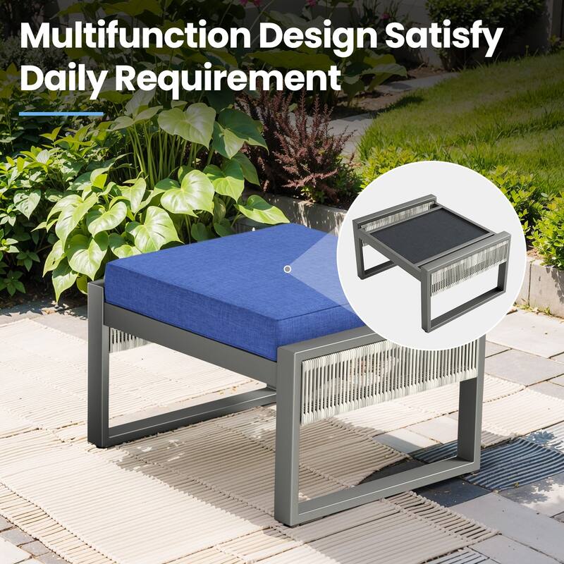 All-Weather Wicker Outdoor Ottomans PE Rattan Ottomans