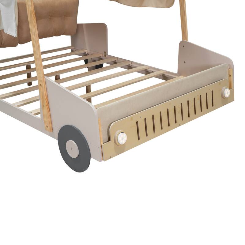 Solid Wood Car Bed with LED