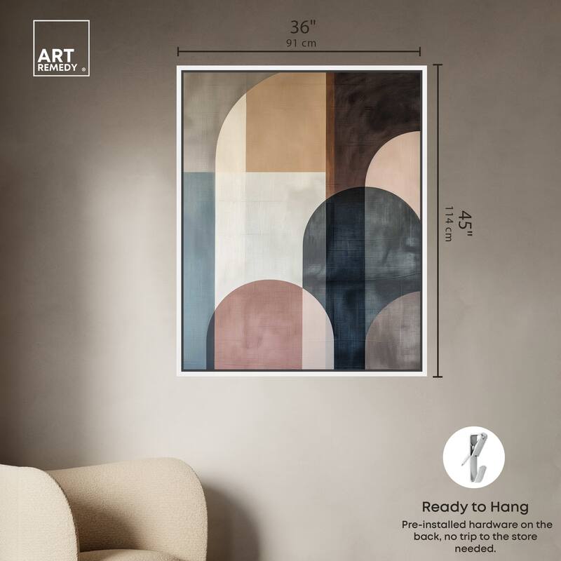 Art Remedy Lost In Transformation Framed Abstract Shapes 1 Piece Canvas Wall Art