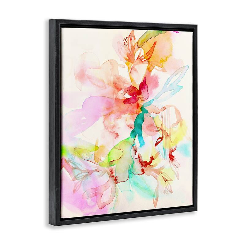 Stupell Abstract Watercolor Island Flowers Framed Floater Canvas Wall Art Design By Gemma Bardot
