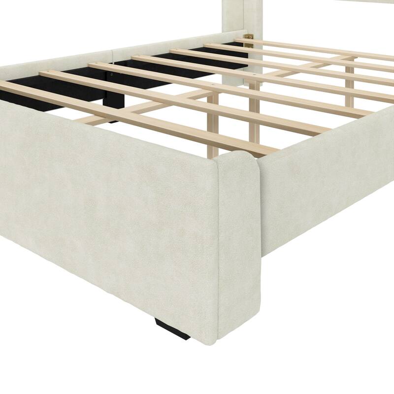 Max and Lily Full-Size Upholstered Bed with Rectangular Headboard