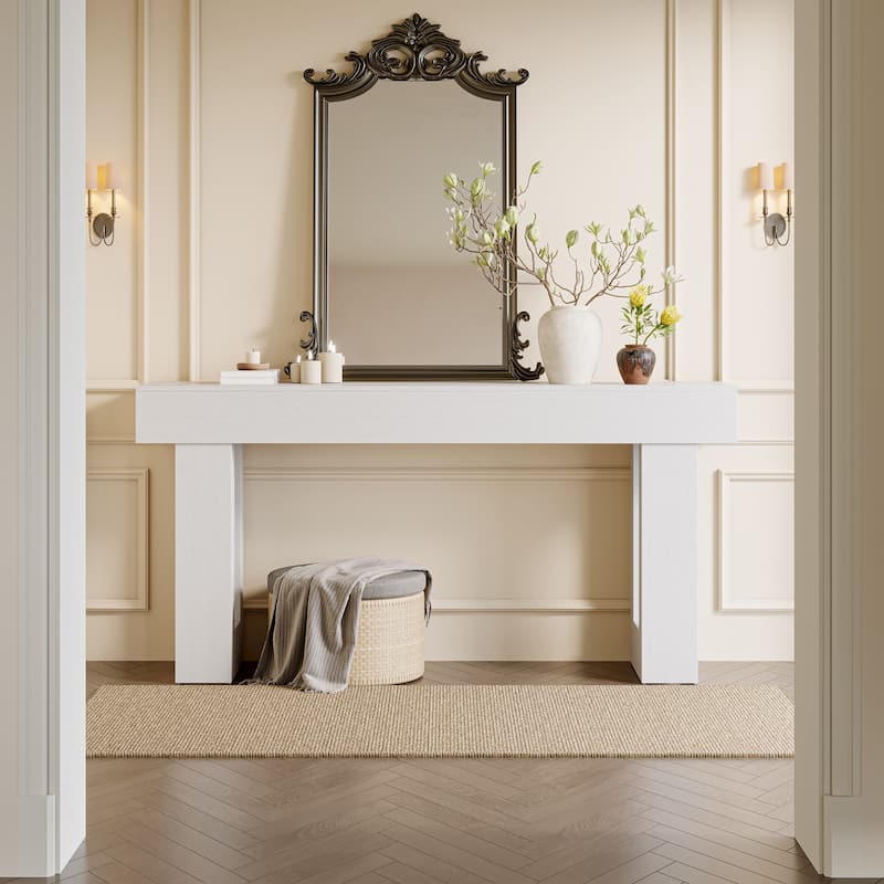 Farmhouse Console Table, 63-Inch Long Narrow Sofa Table Behind The Couch