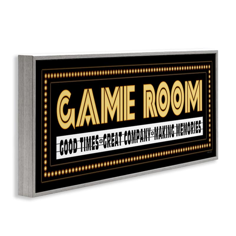 Stupell Arcade Game Room Quote Vintage Style Sign Framed Wall Art - Yellow