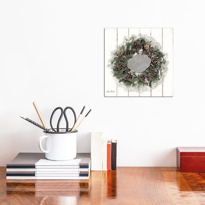 iCanvas "Hello Winter Wreath" by Lori Deiter Canvas Print - 12x12x1.5