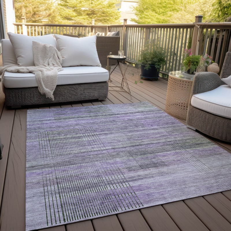 Machine Washable Indoor/ Outdoor Chantille Contemporary Imprints Rug - Purple - 10' x 14'