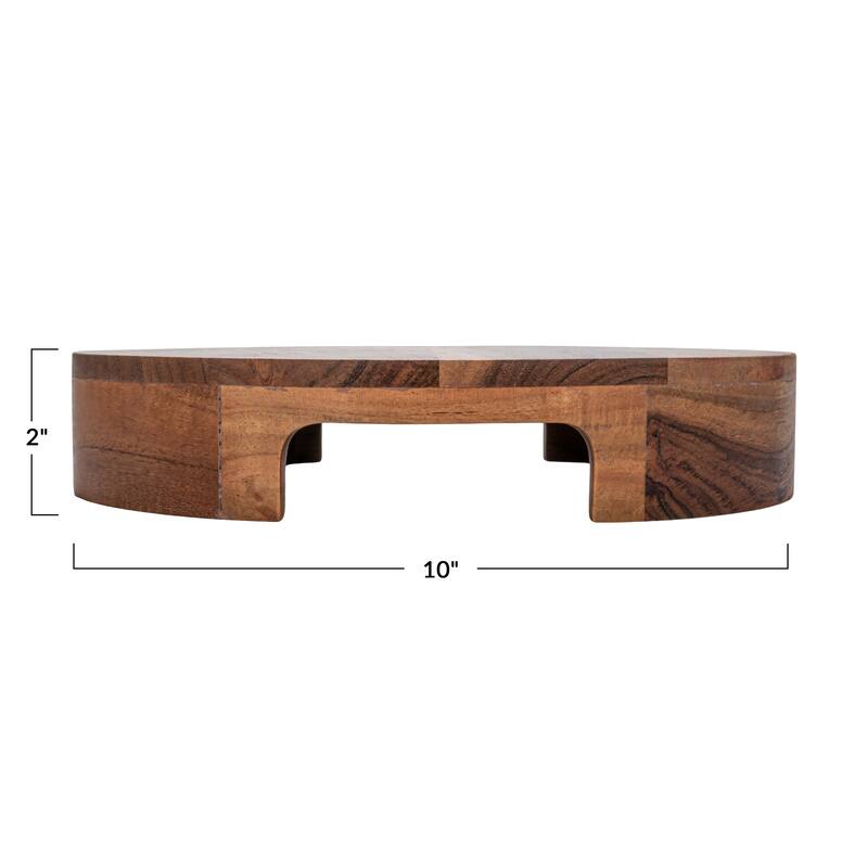 Acacia Wood Cake Pedestal - 10.0"L x 10.0"W x 2.0"H - 10.0"L x 10.0"W x 2.0"H