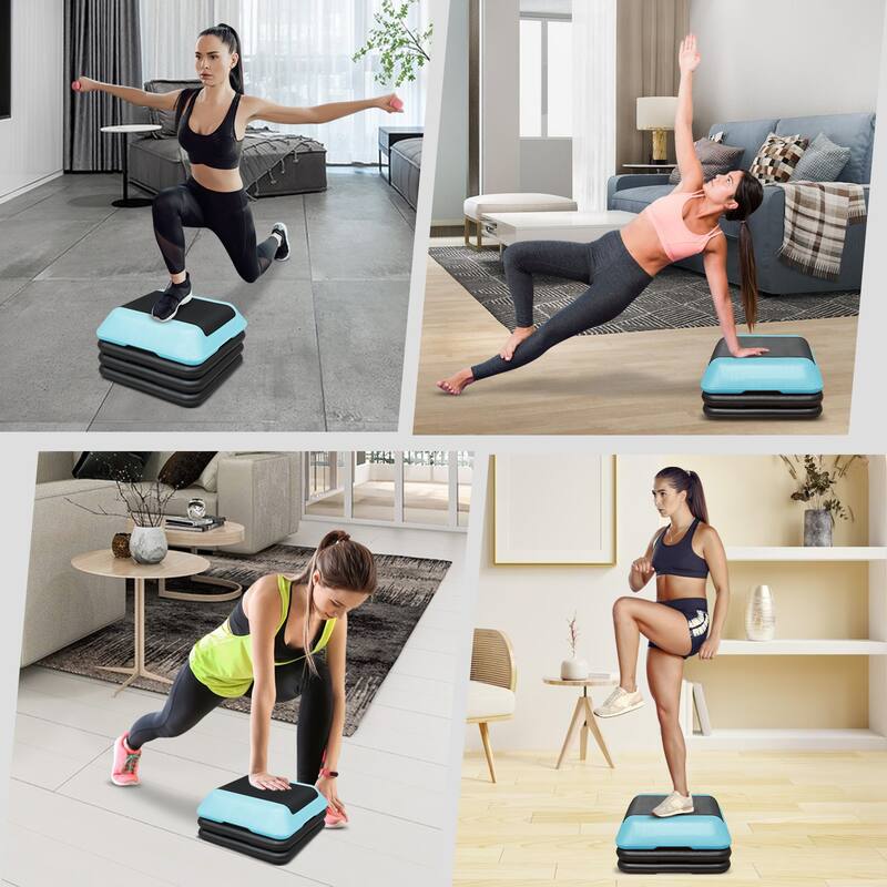 Height-Adjustable Step Aerobics Riser Platform Fitness Equipment