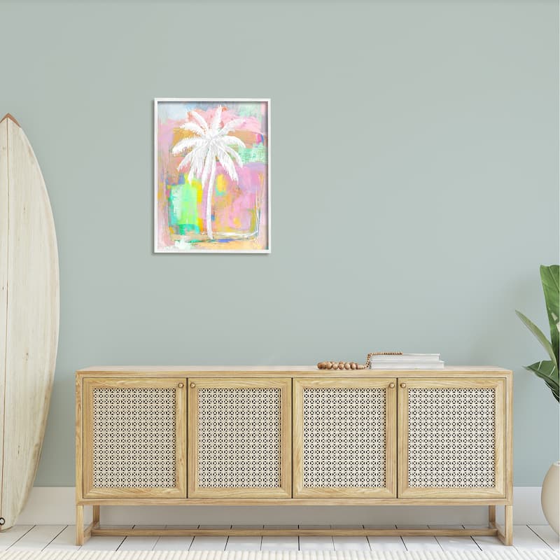 Stupell Pastel Palm Tree Tropical Layered Brush Strokes Framed Wall Art, Design by Kristen Dew