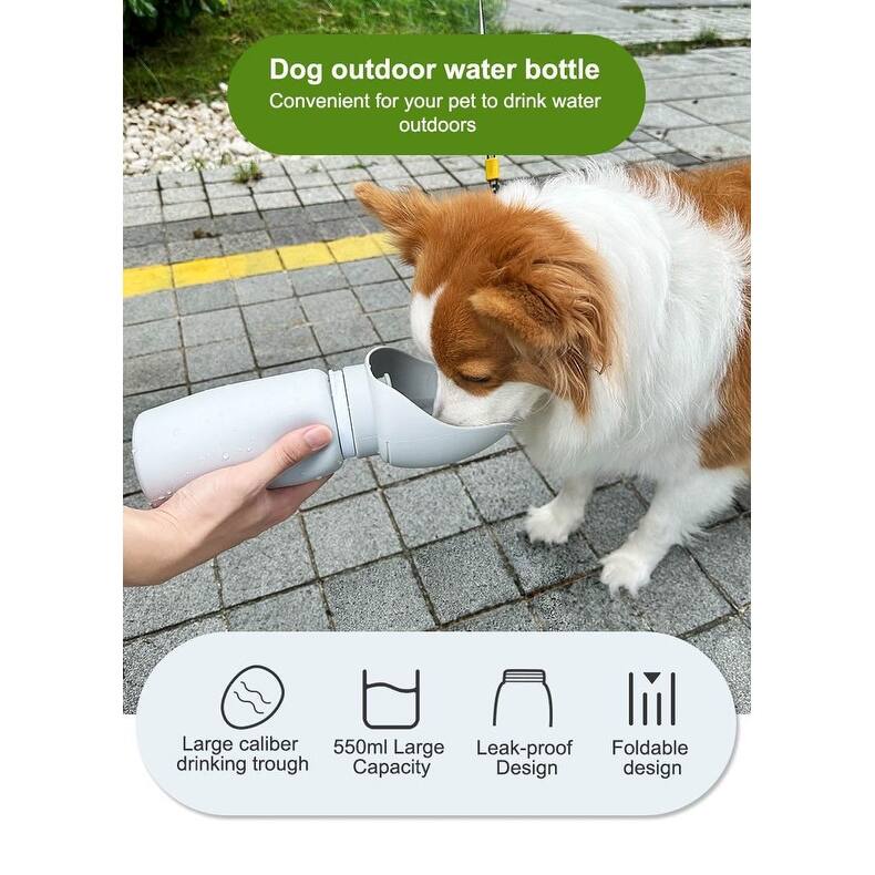 Silicone Portable Dog Water Bottle - Collapsible Water Bottle for Dogs - Leak-Proof Dispenser
