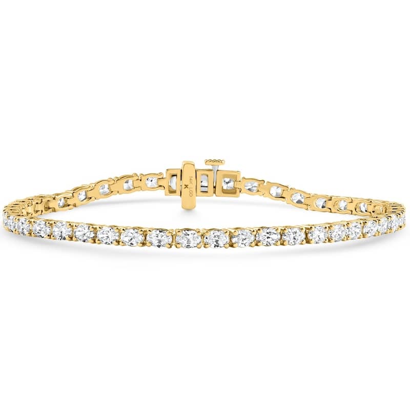 Bliss Diamond 4.5Ct Oval Cut Diamond Tennis Bracelet 7" Yellow Gold Lab Grown