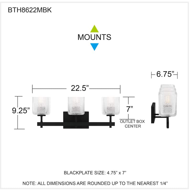 Brenthouse 3-Light Matte Black Bath Light