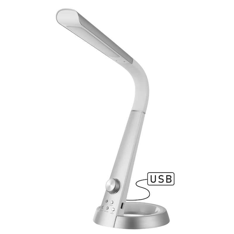 Dixon 19" Aluminum Contemporary Minimalist Adjustable Head Dimmable USB Charging LED Task Lamp, Black by JONATHAN Y - 18.5"