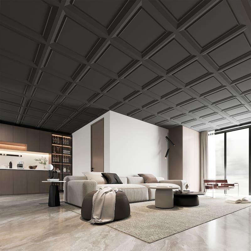 Art3d 23.82''x23.82'' Drop In Ceiling Tiles,PVC Wall Panels,Fire Rated,Waterproof,12-Pack,Cover 48 Sq.Ft